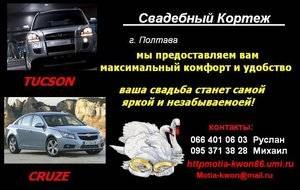 Авто на весілля, перевезення по Україні