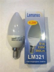LED лампа свічка 4,2Вт "Lemanso" -  аналог лампи разжарювання 50Вт